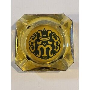 Rare Vintage Miller Lite Beer Ashtray Amber Glass Retro Bar Advertising